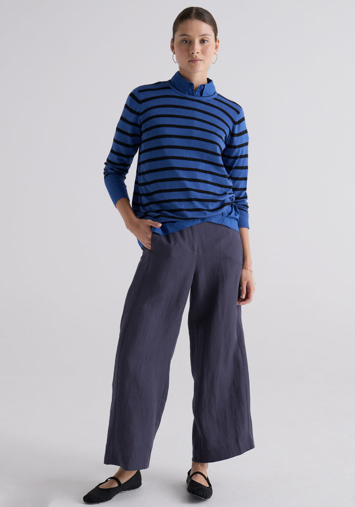 POL Clothing | Willa Striped Knit | Marine/Black