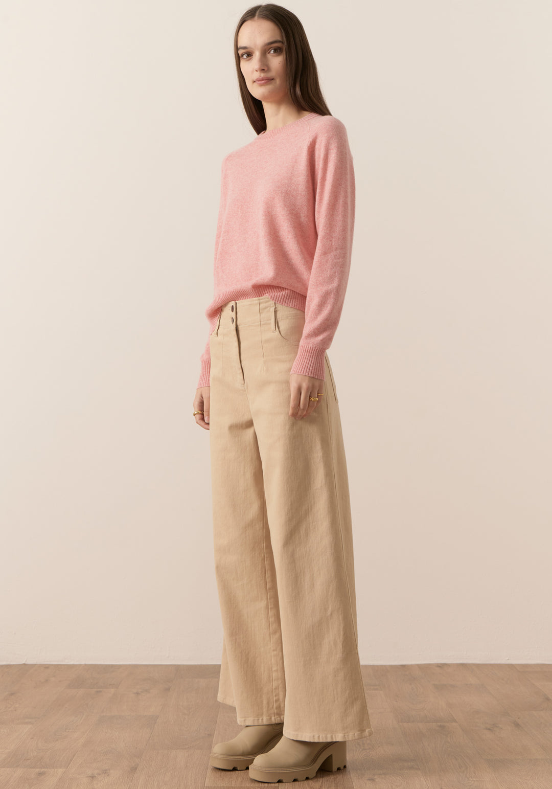 POL Clothing | Willow Cashmere Crew Neck Knit | Pink