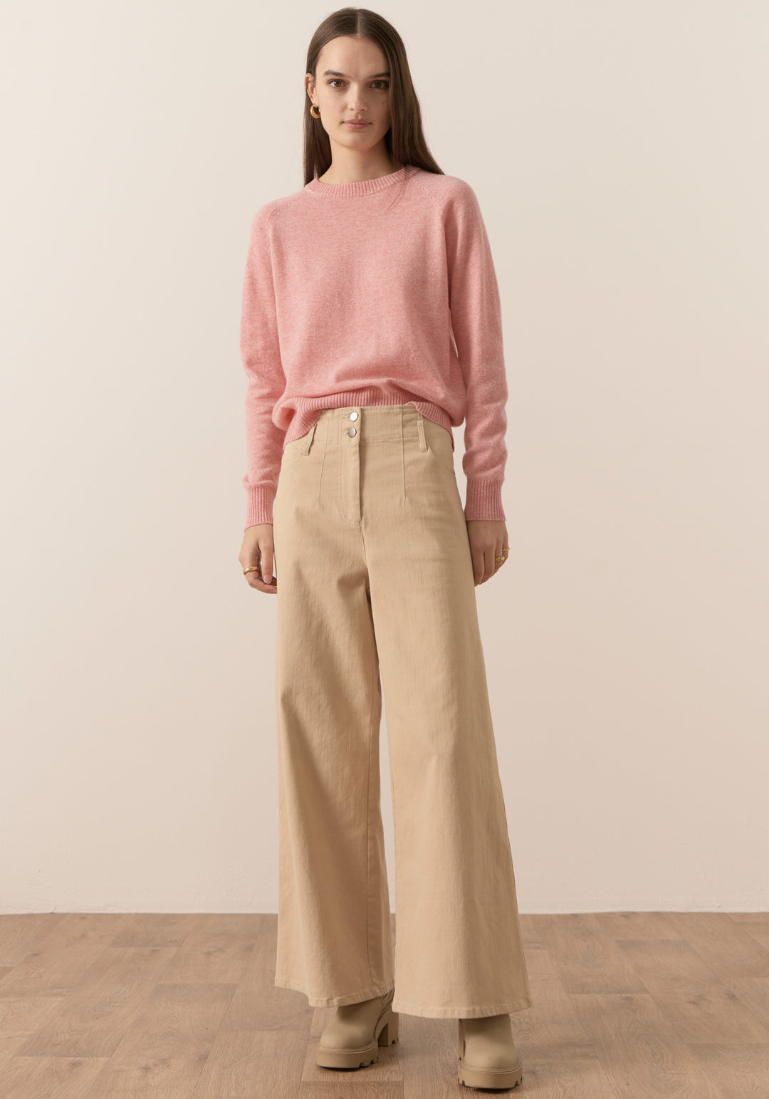 POL Clothing | Willow Cashmere Crew Neck Knit | Pink