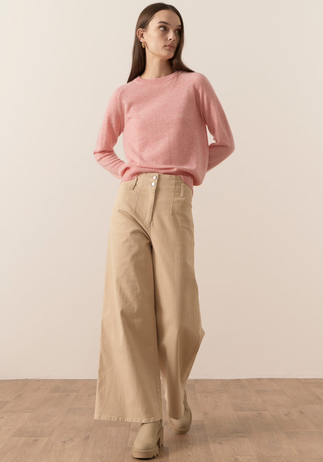 POL Clothing | Willow Cashmere Crew Neck Knit | Pink