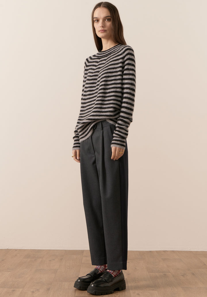 POL Clothing | Jane Striped Knit | Black / Silver