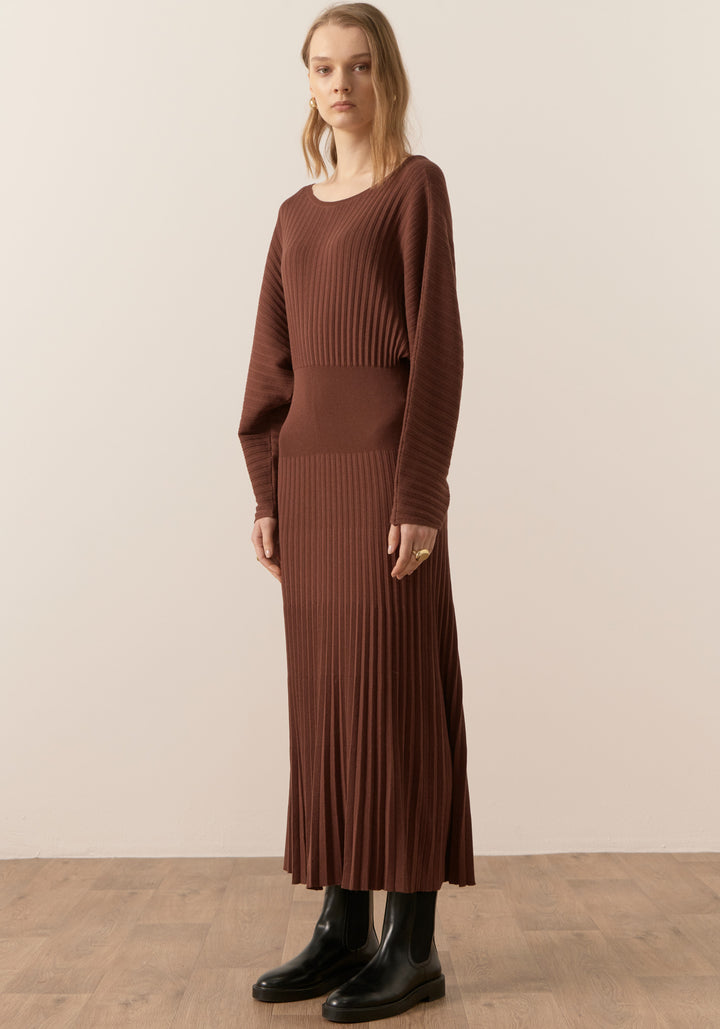 POL Clothing | Gizelle Pleated Maxi Dress | Toffee