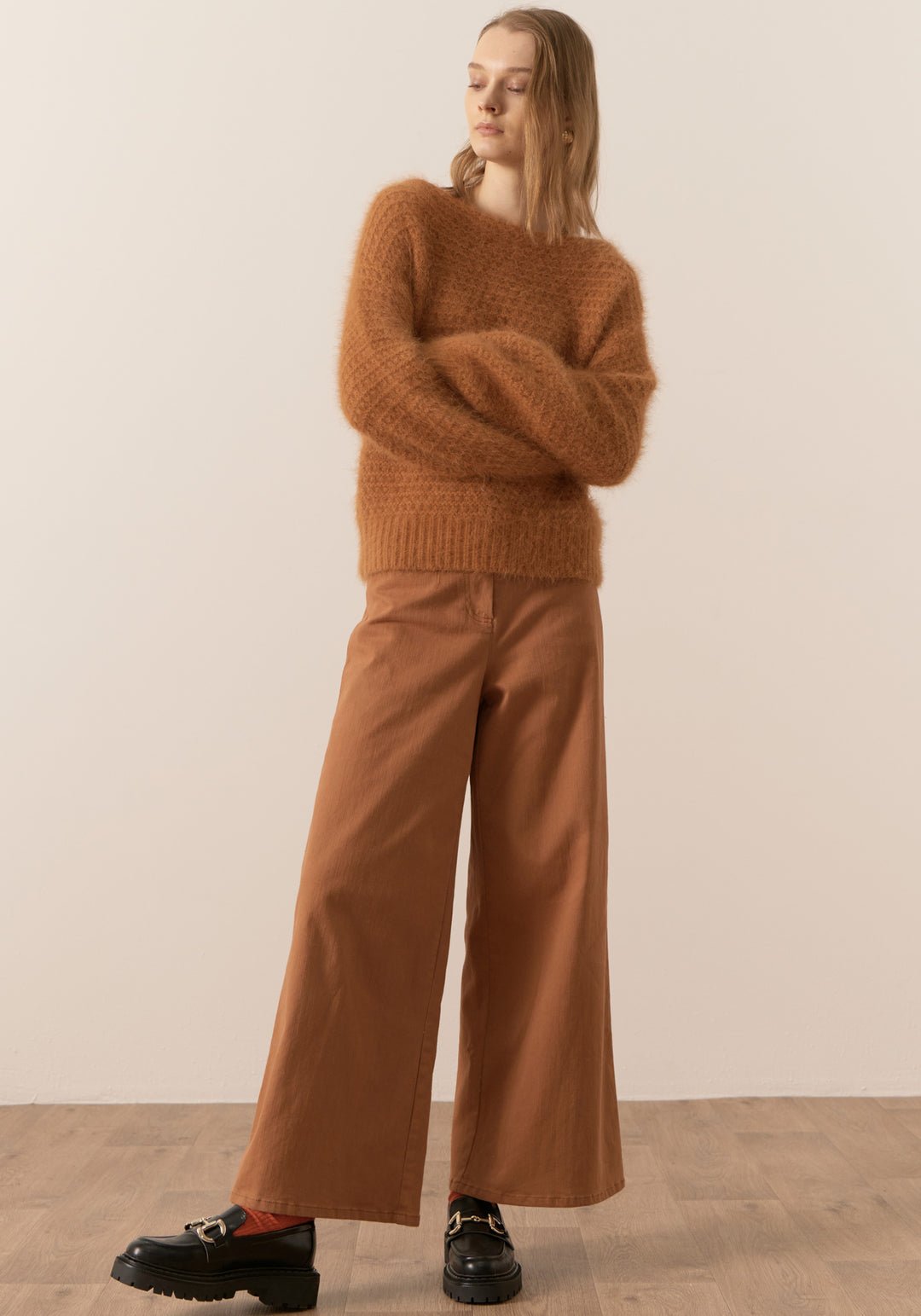 POL Clothing | Genus Pointelle Knit | Toffee