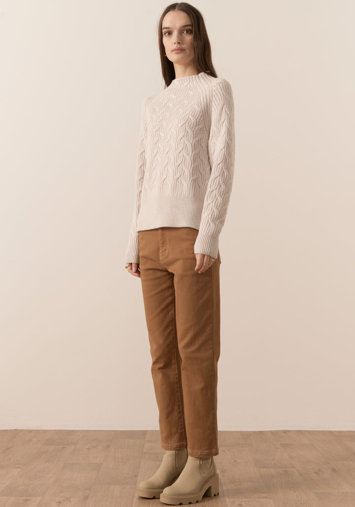 POL Clothing | Bennet Lurex Cable Knit | Pebble