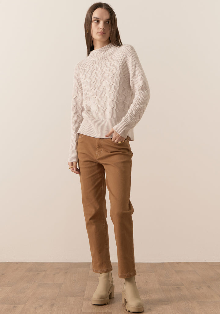 POL Clothing | Bennet Lurex Cable Knit | Pebble