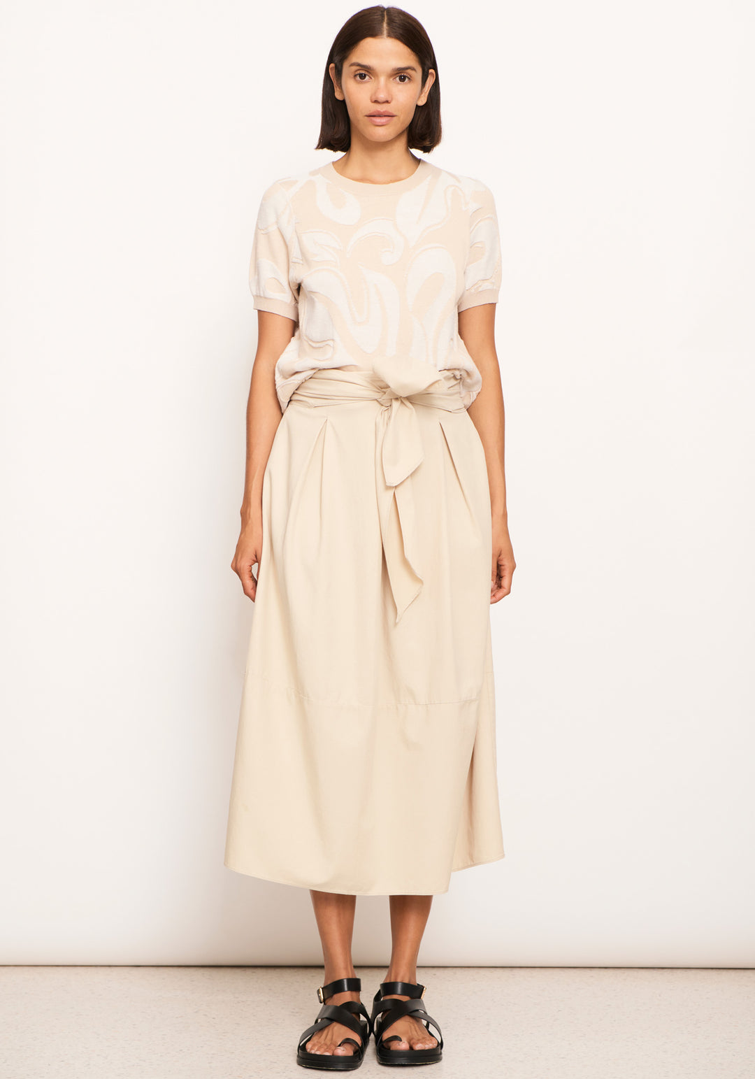 Pol Clothing | Teri Tie Skirt | Pebble