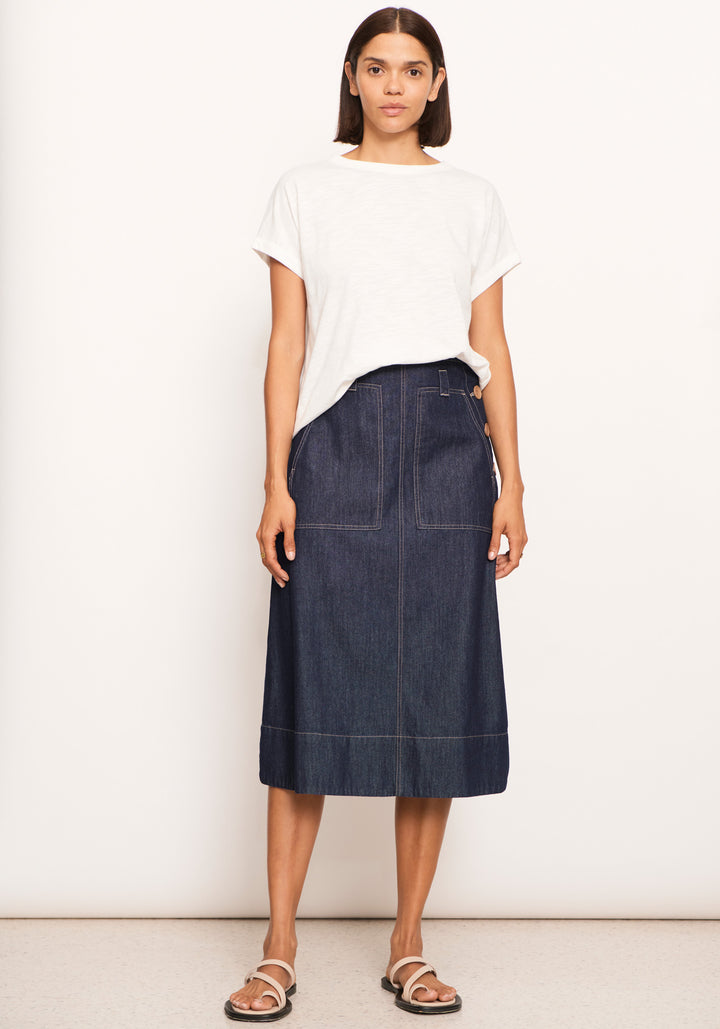 POL Clothing | Raydel Denim Skirt | Dark Wash