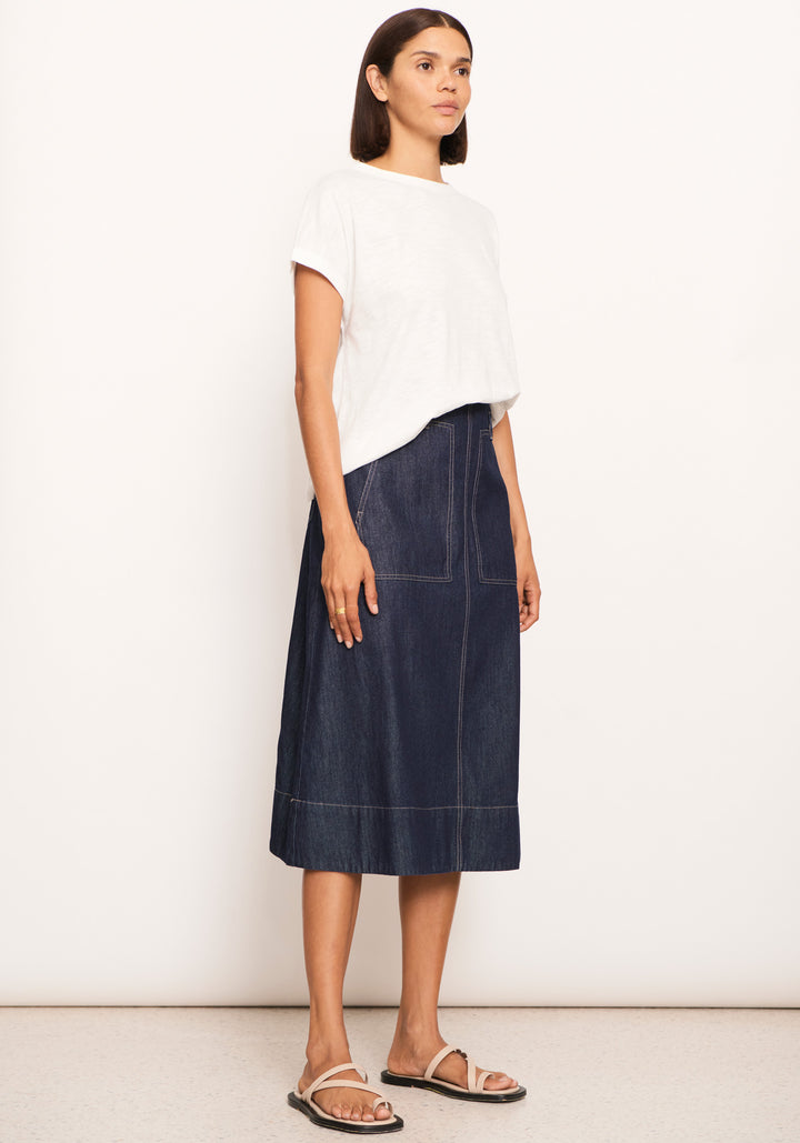 POL Clothing | Raydel Denim Skirt | Dark Wash