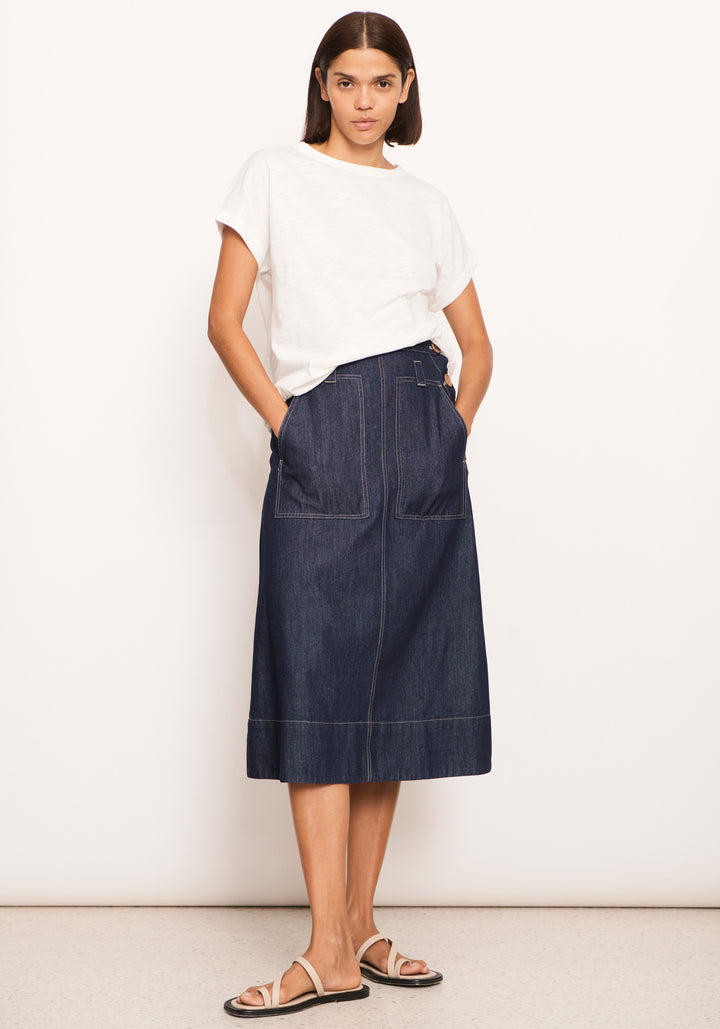 POL Clothing | Raydel Denim Skirt | Dark Wash