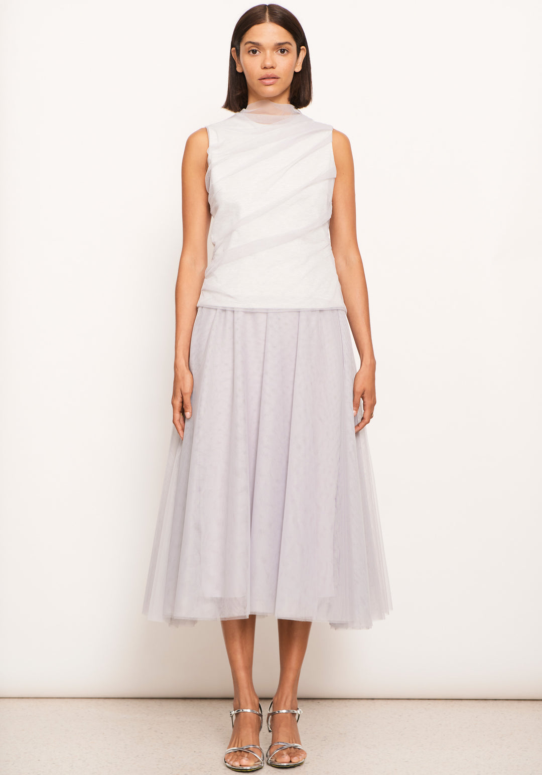 POL Clothing | Keel Tulle Skirt | Silver