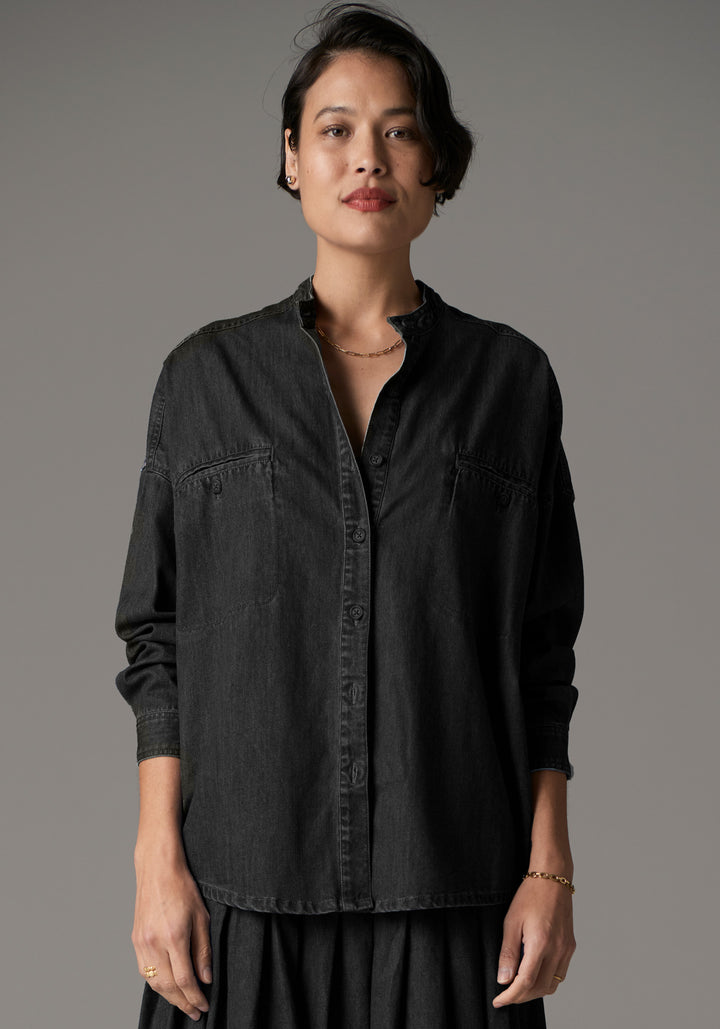 POL Clothing | Reece Shirt Denim | Black Wash