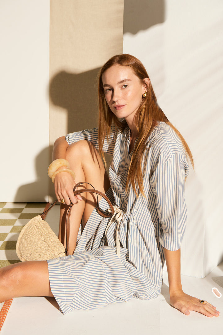 Pol Clothing | Vera Shirt Dress | Blue Stripe