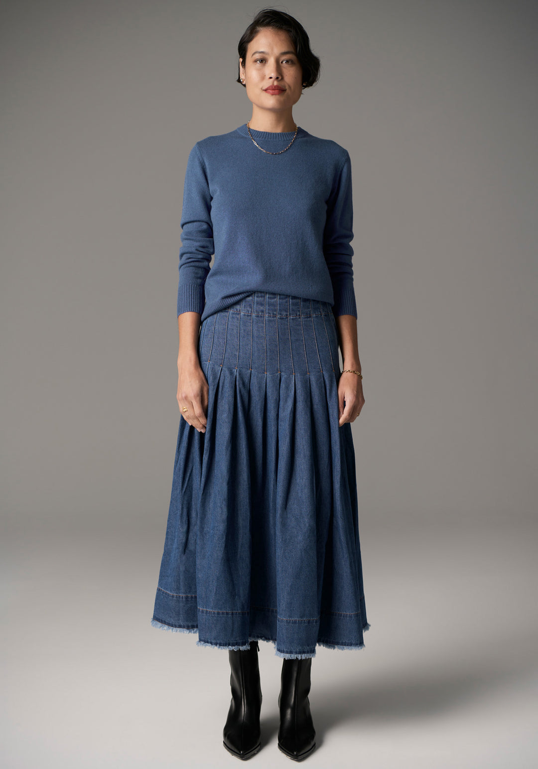 Pol Clothing | Reece Denim Skirt | Blue Wash