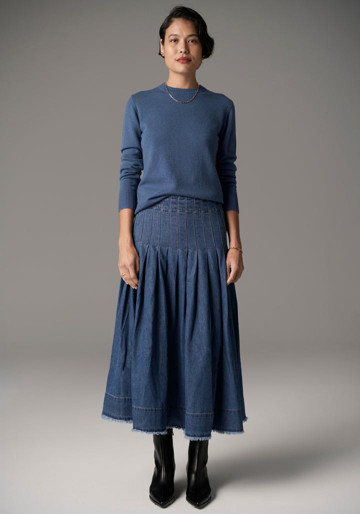 Pol Clothing | Reece Denim Skirt | Blue Wash