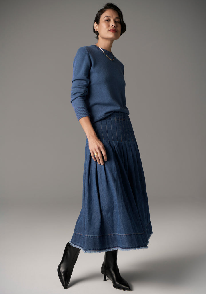 Pol Clothing | Reece Denim Skirt | Blue Wash