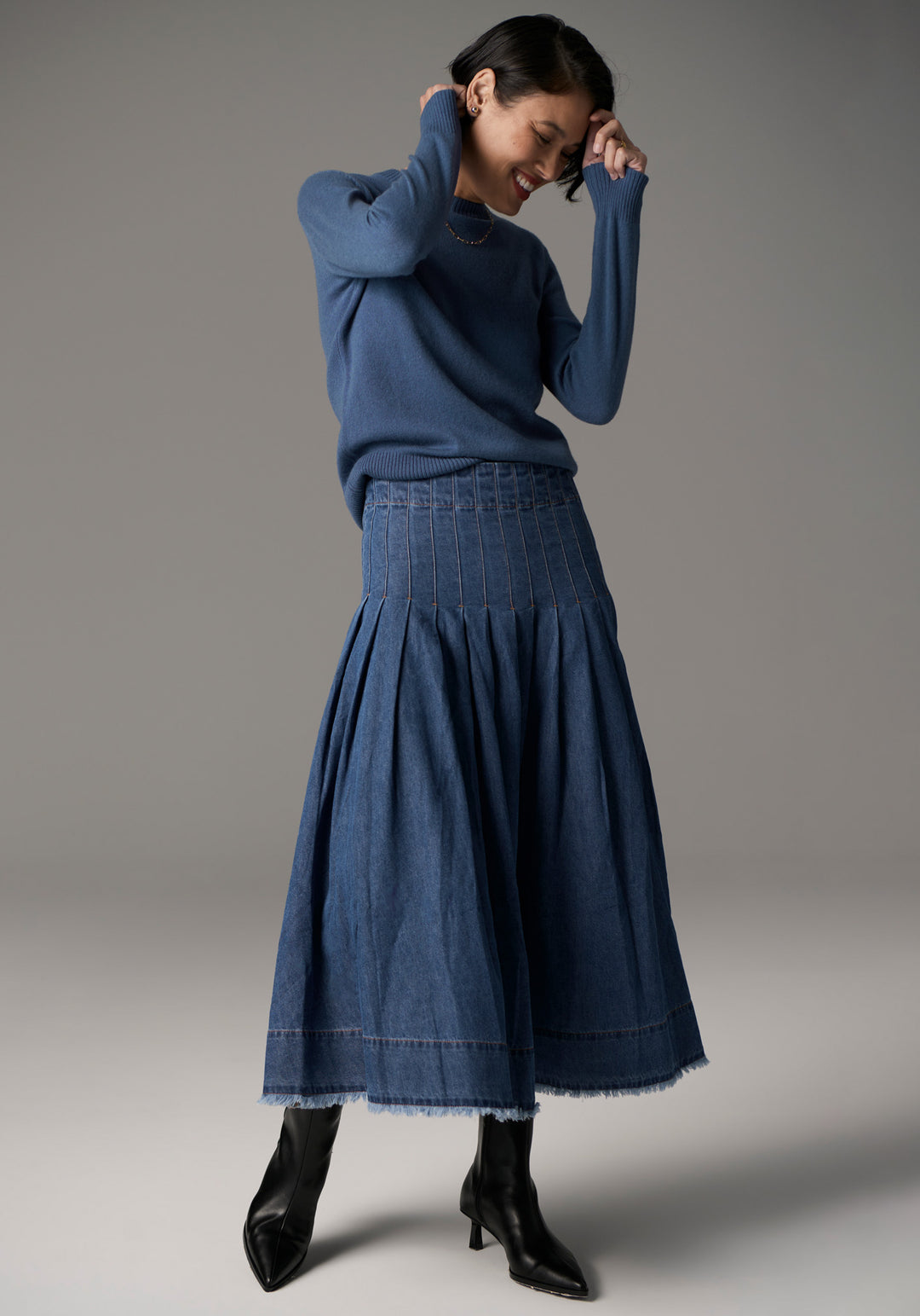 Pol Clothing | Reece Denim Skirt | Blue Wash