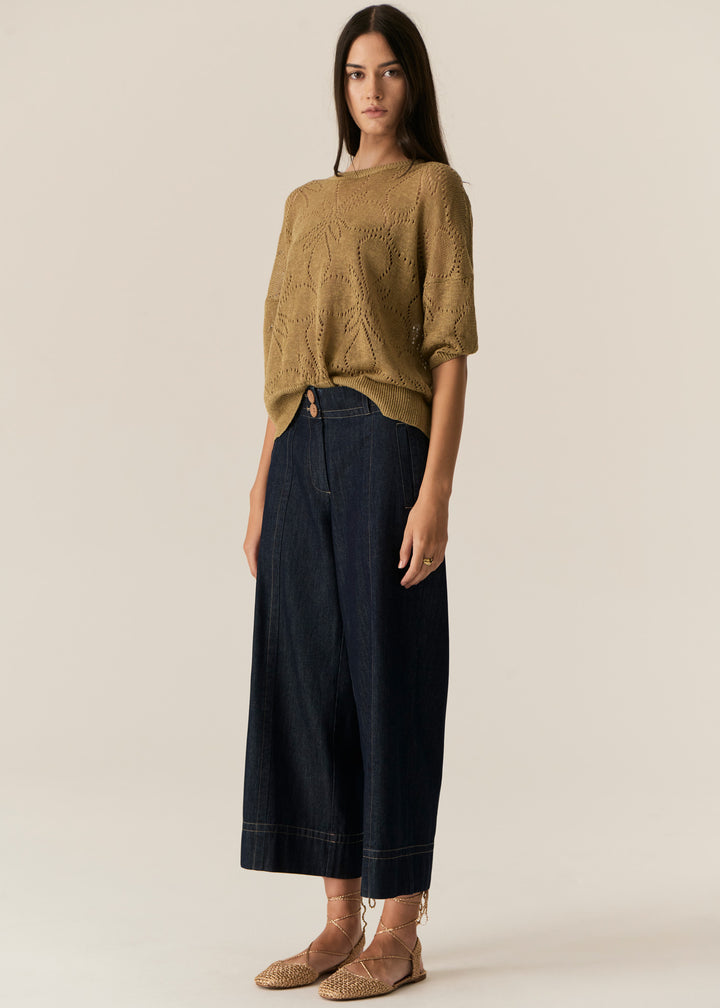 POL Clothing | Milton Pointelle Tee | Khaki