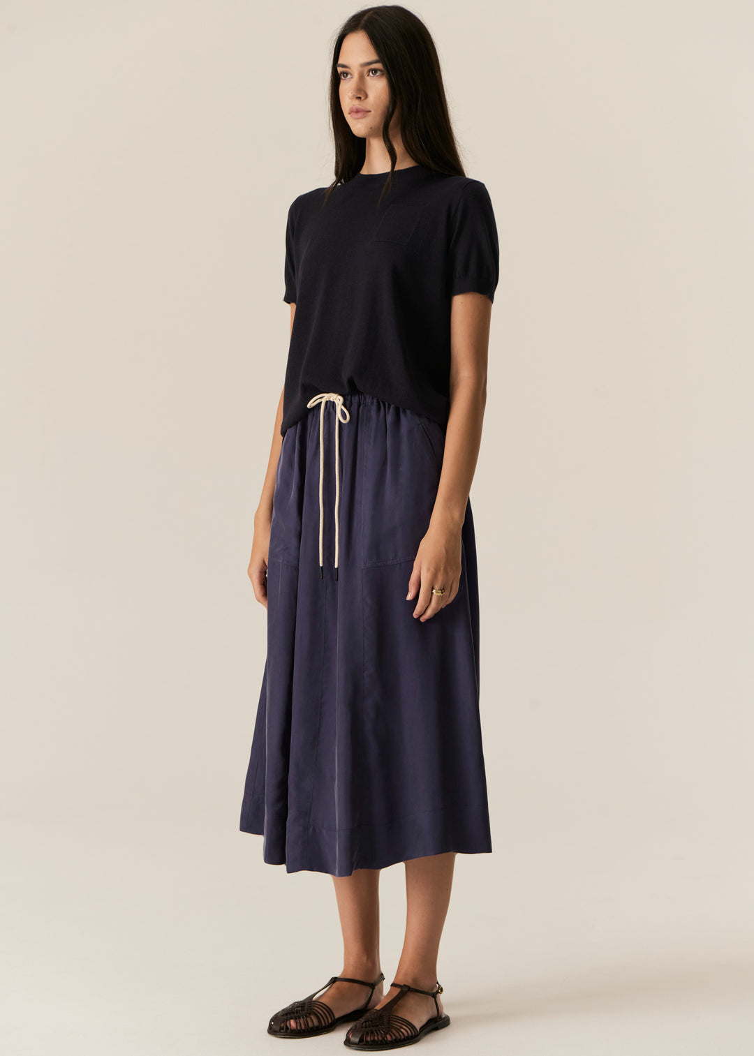 POL Clothing | Henri Tie Skirt | Ink