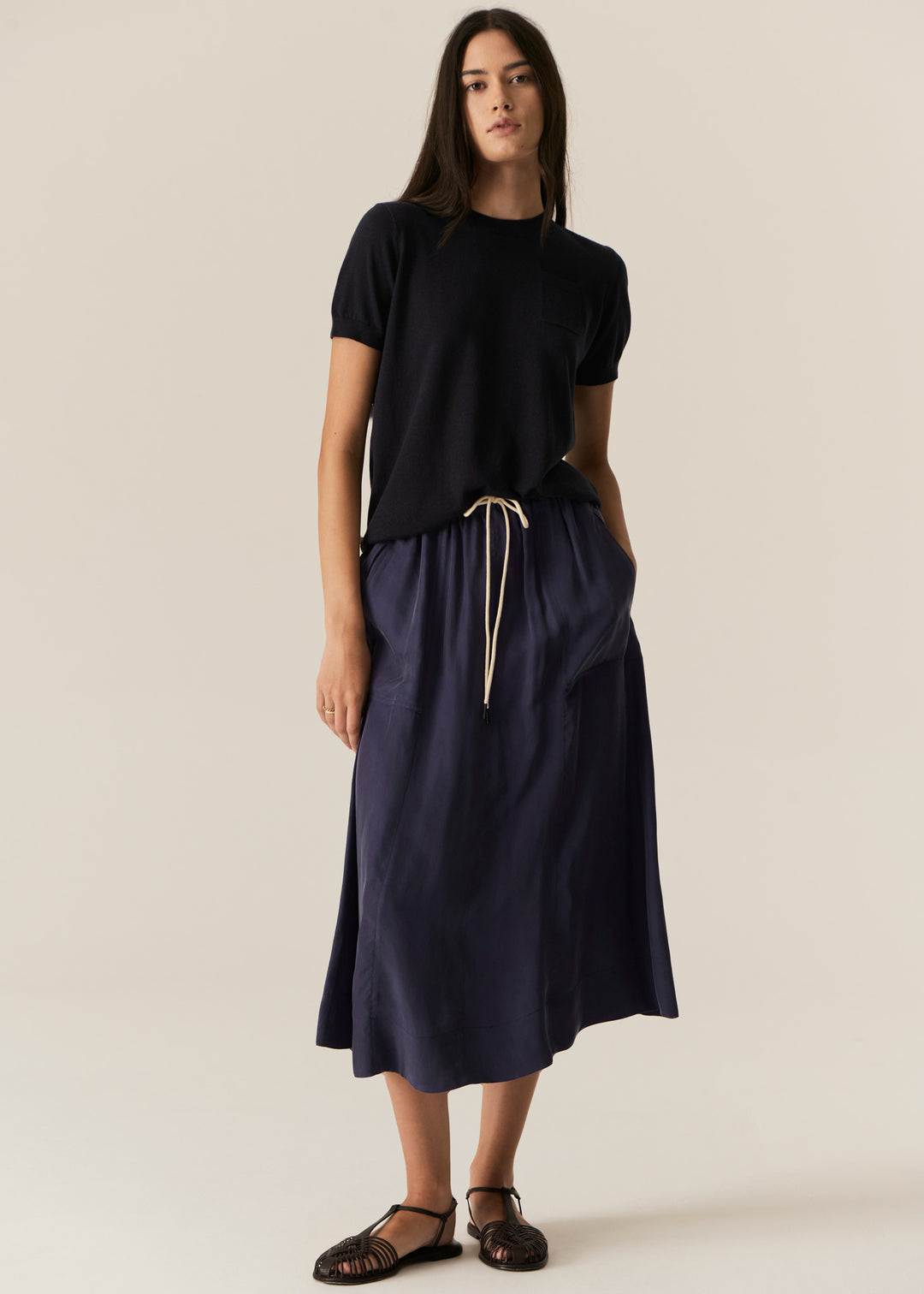 POL Clothing | Henri Tie Skirt | Ink