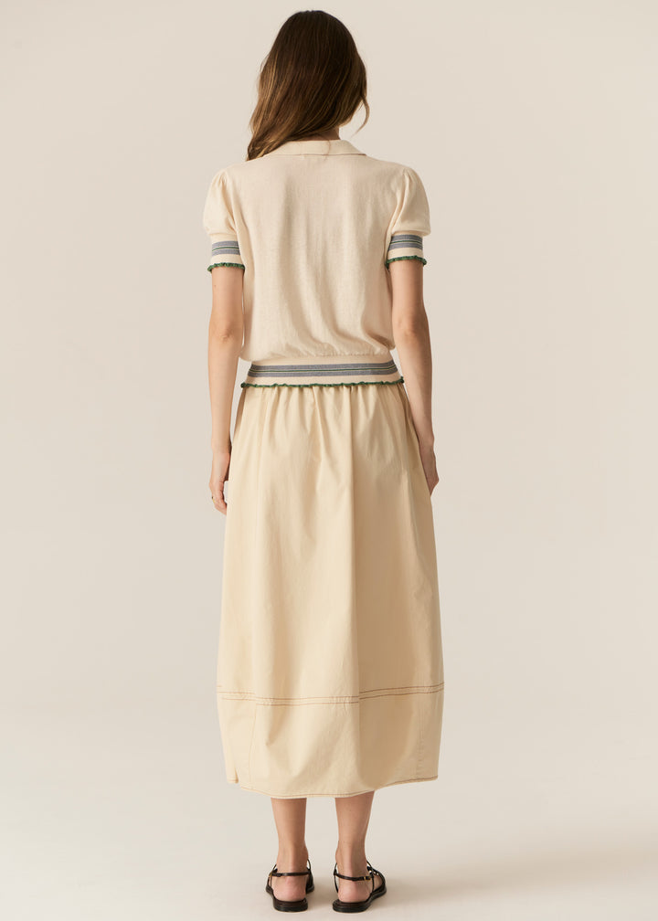 Pol Clothing | Lask Knit Polo | Ecru/Green