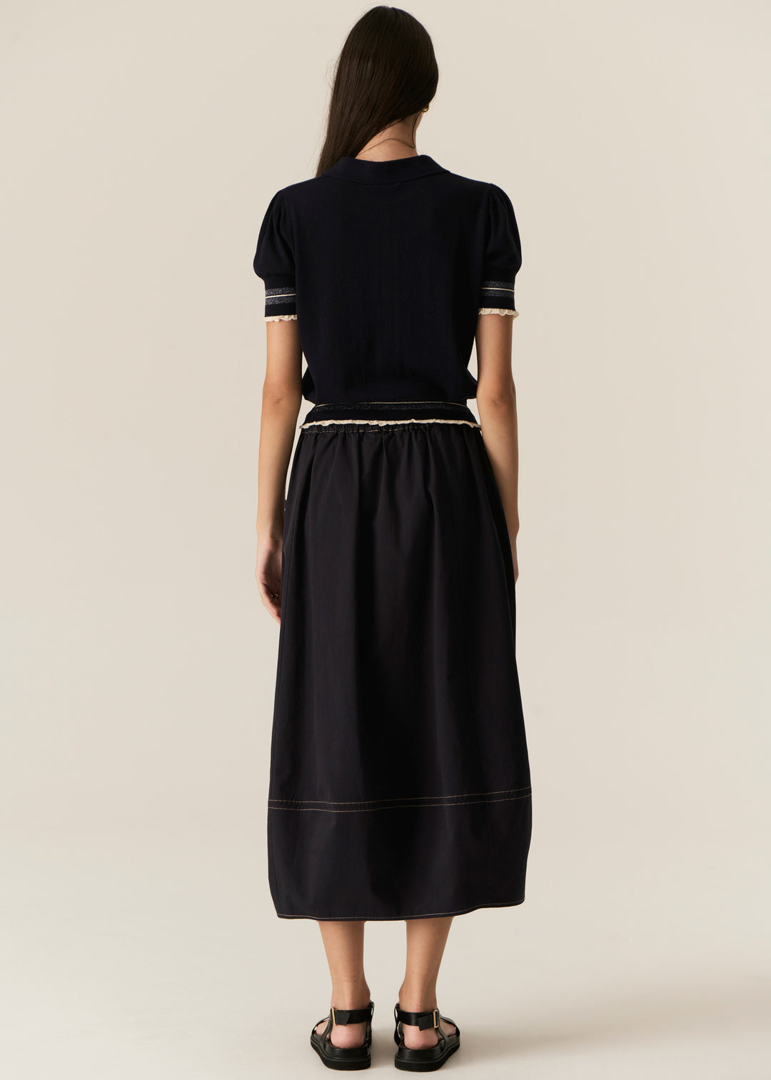 Pol Clothing | Lask Knit Polo | Ink / Ecru