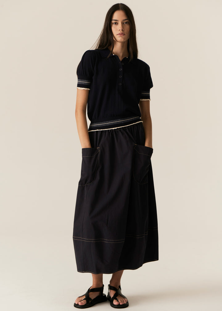 Pol Clothing | Lask Knit Polo | Ink / Ecru