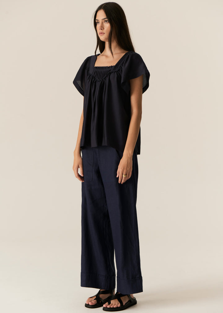 POL Clothing | Elea Smocked Top | Ink