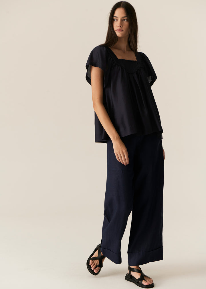 POL Clothing | Elea Smocked Top | Ink