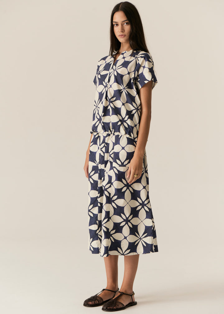 POL Clothing | Turin Drawcord Skirt | Blue Turin