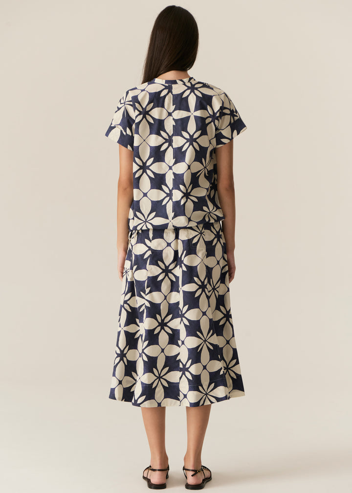 POL Clothing | Turin Drawcord Skirt | Blue Turin