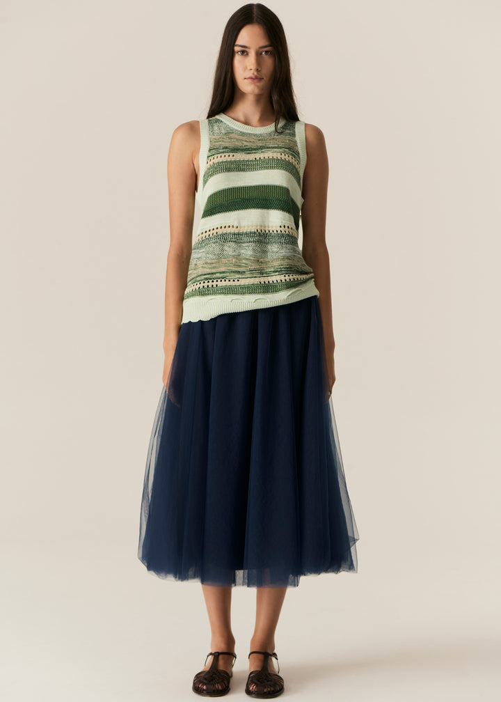 POL Clothing | Marc Multistripe Tank | Green Multi