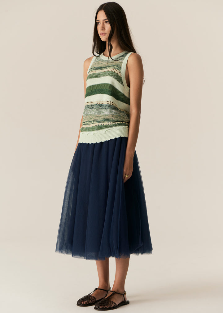 POL Clothing | Marc Multistripe Tank | Green Multi