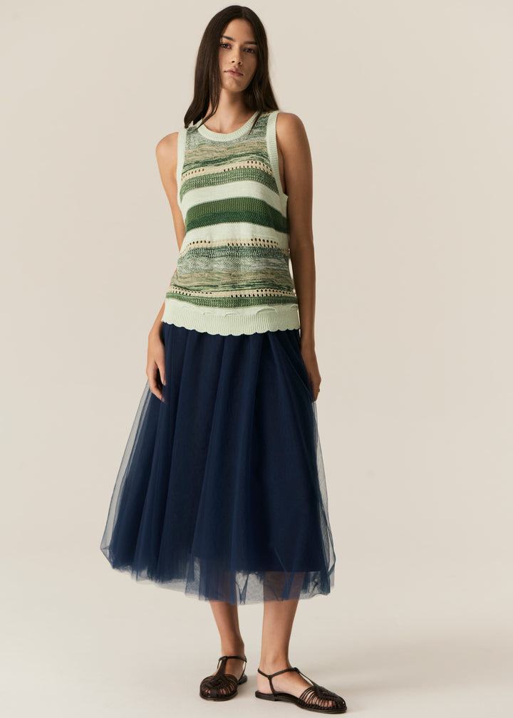 POL Clothing | Marc Multistripe Tank | Green Multi