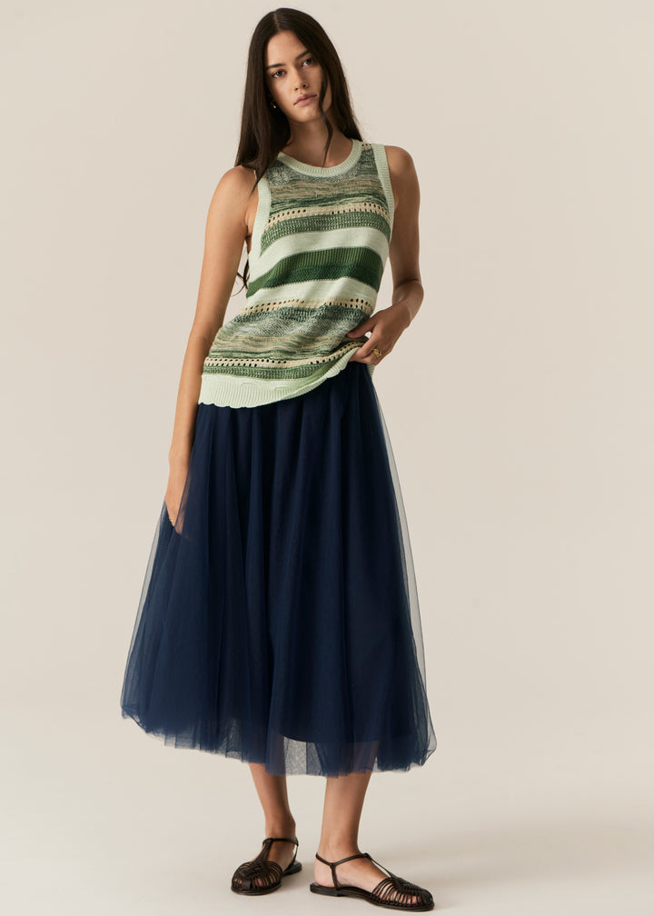 POL Clothing | Marc Multistripe Tank | Green Multi