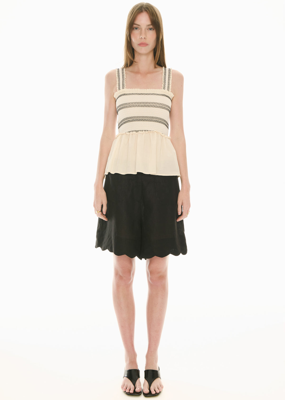 POL Clothing | Nova Smocked Tank| Ivory