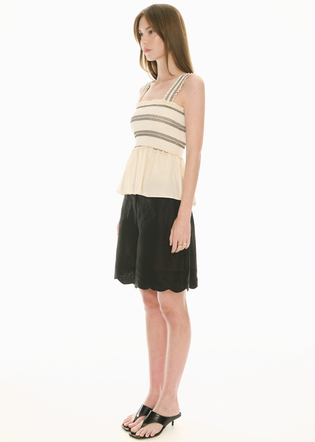 POL Clothing | Nova Smocked Tank| Ivory