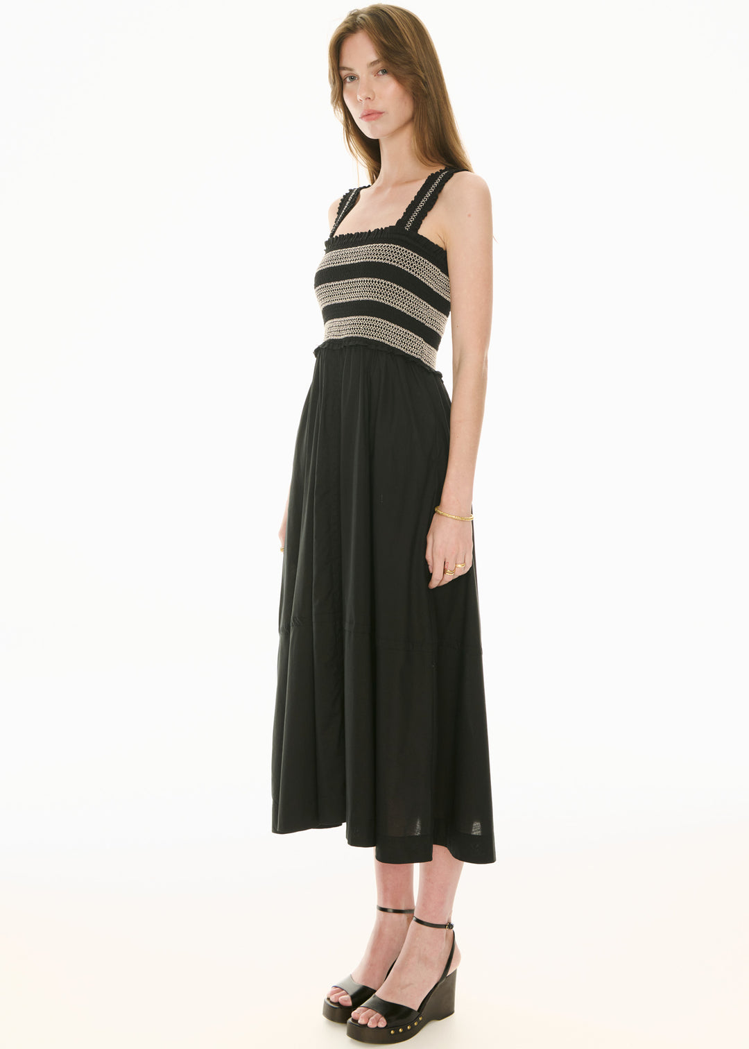 POL Clothing | Nova Smocked Dress | Black