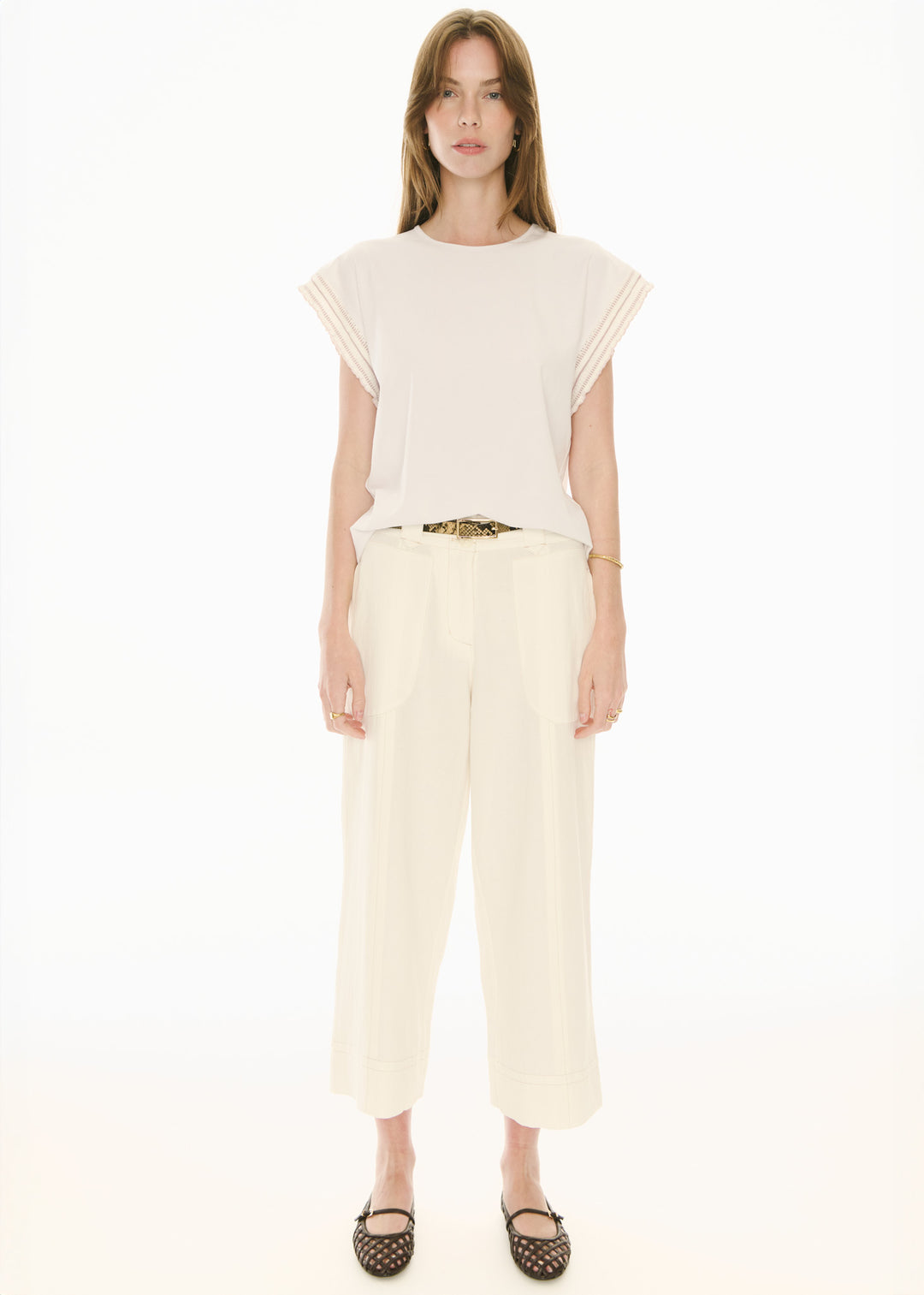 POL Clothing | Oskar Cropped Pant | Ecru