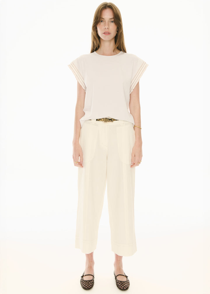 POL Clothing | Oskar Cropped Pant | Ecru