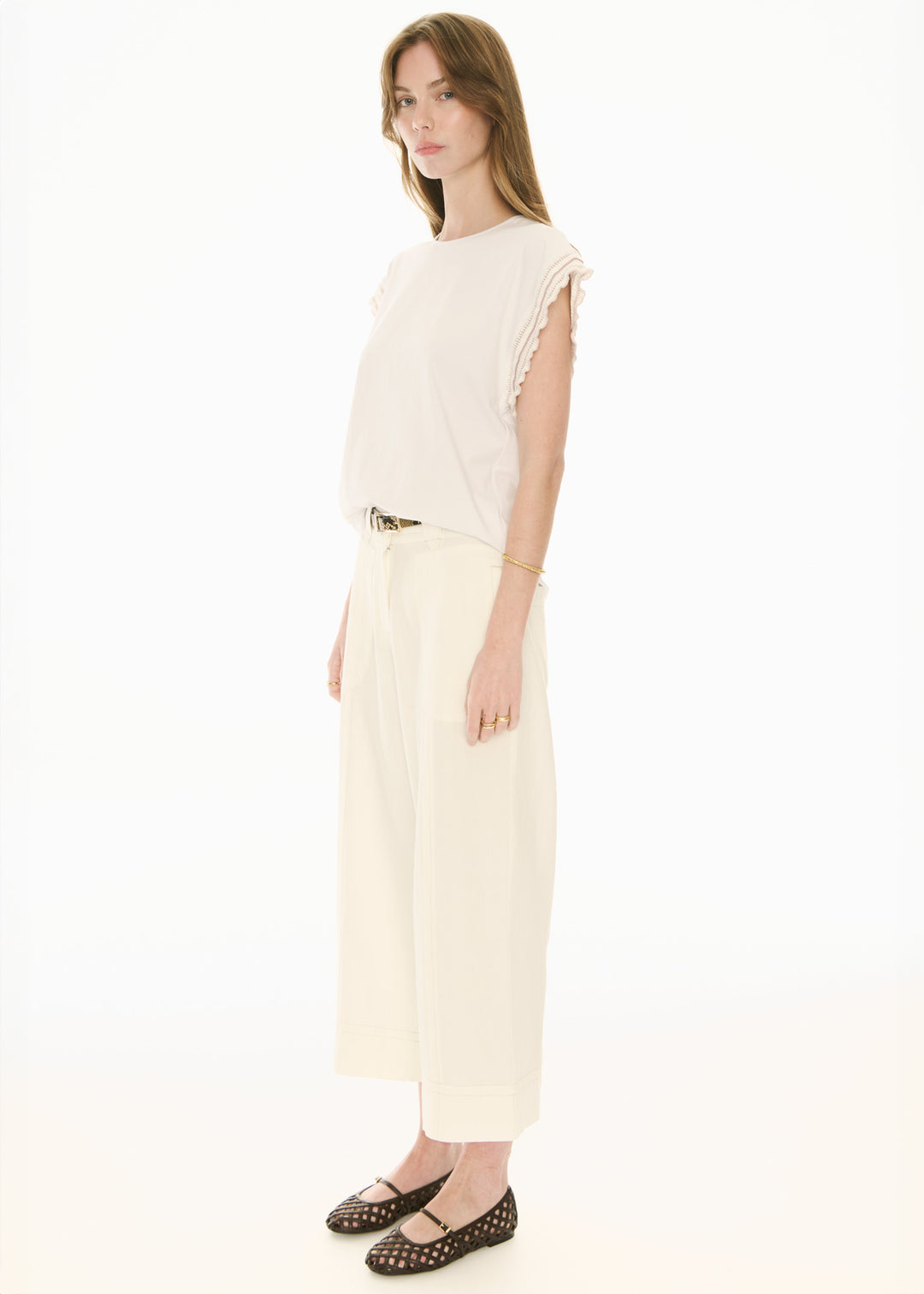 POL Clothing | Oskar Cropped Pant | Ecru