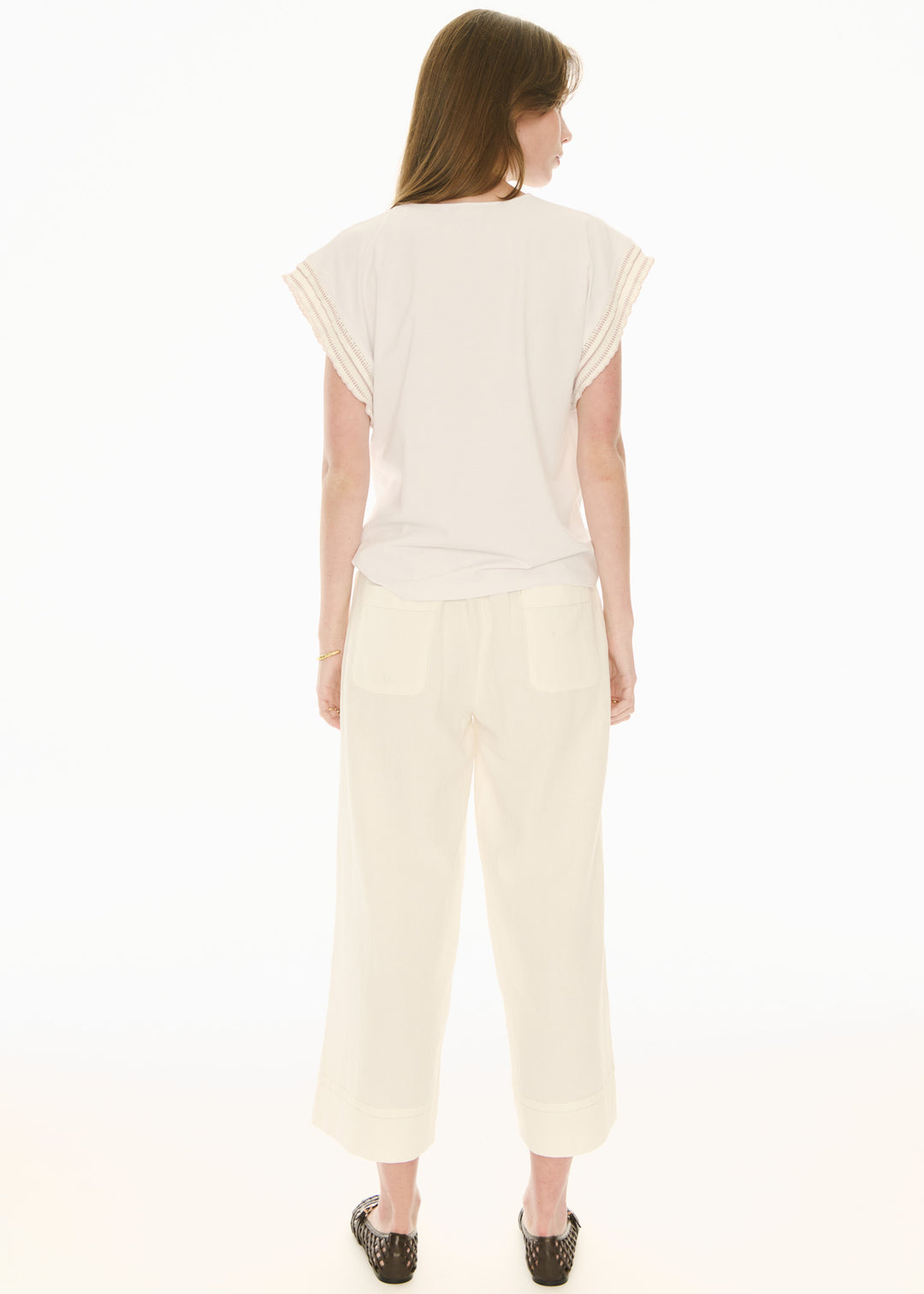 POL Clothing | Orlo Tee Frill Sleeve | White