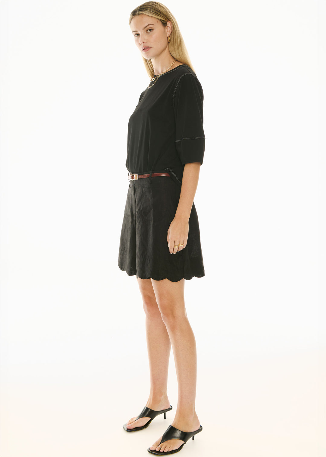 POL Clothing | Harlyn Topstitch Tee | Black