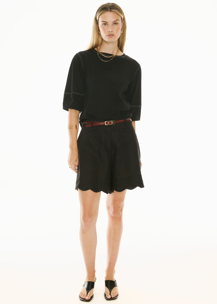 POL Clothing | Harlyn Topstitch Tee | Black