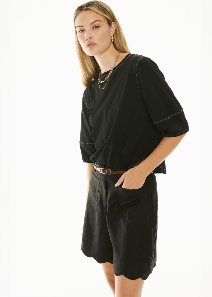POL Clothing | Harlyn Topstitch Tee | Black