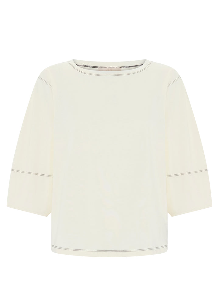 POL Clothing | Harlyn Topstitch Tee | Ivory