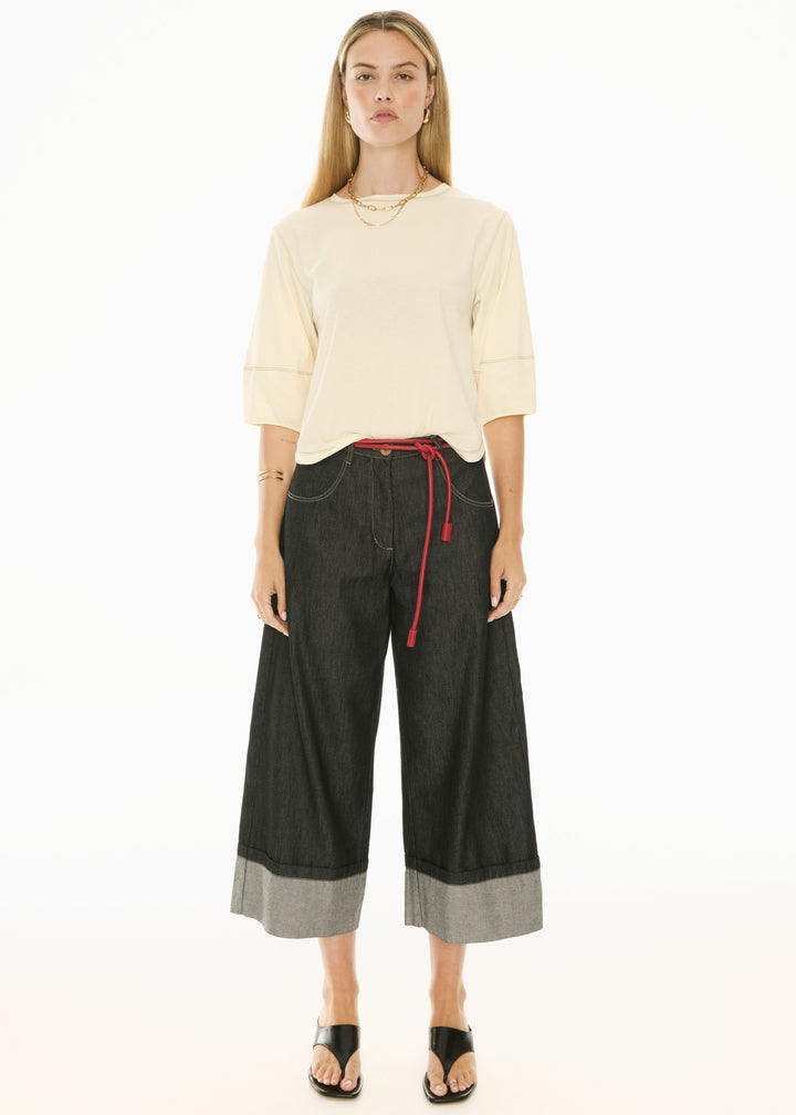 POL Clothing | Harlyn Topstitch Tee | Ivory