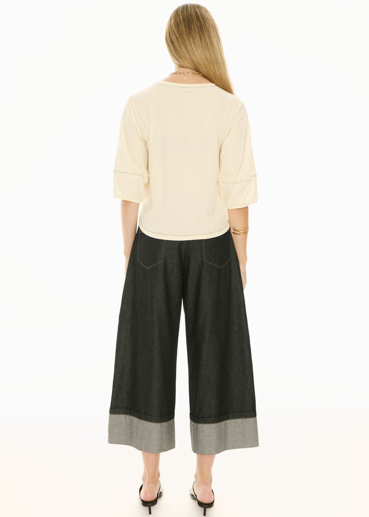 POL Clothing | Harlyn Topstitch Tee | Ivory