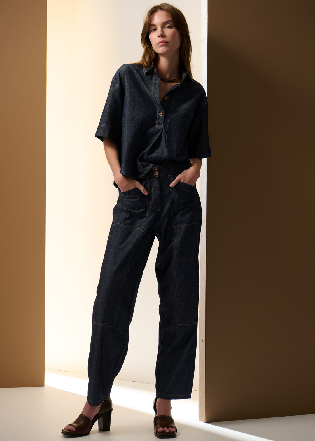 POL Clothing | Muhle Barrel Pant | Indigo - Dutch Hideout