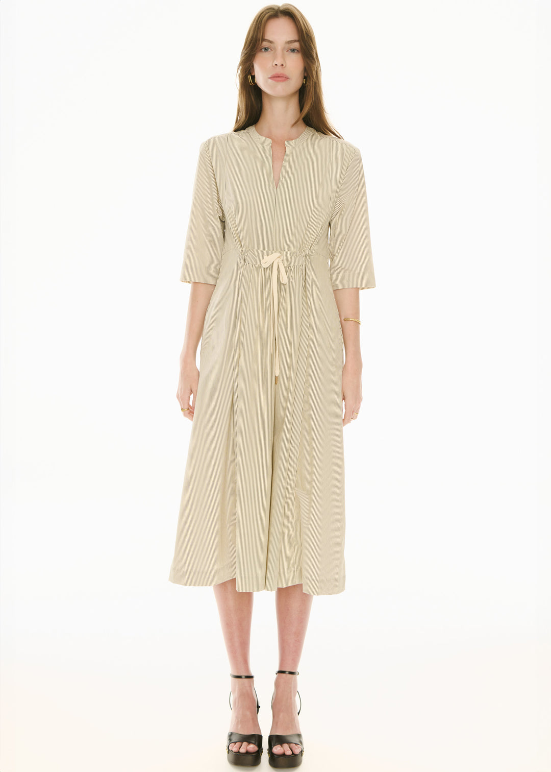 POL Clothing | Fable Shirt Dress | Ivory / Ink