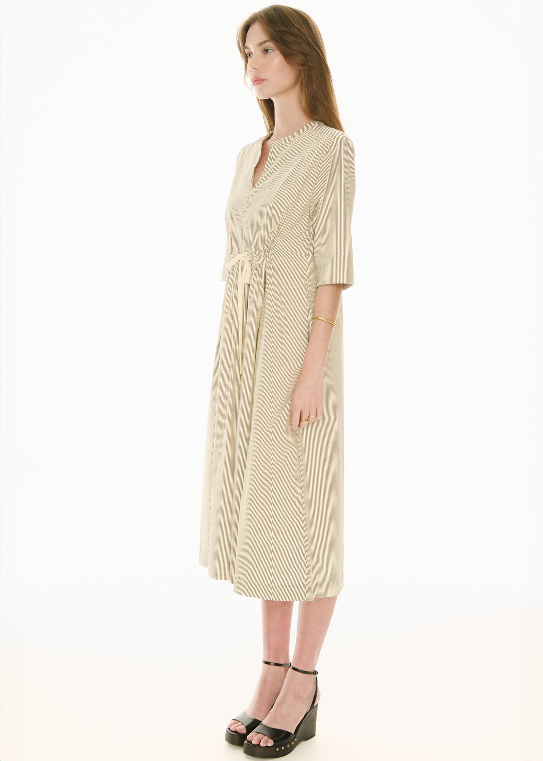 POL Clothing | Fable Shirt Dress | Ivory / Ink